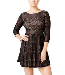 Details About B Darlin Womens Lace A Line Dress Blacknnude 0 Juniors