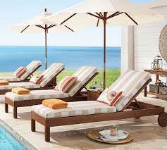 Pottery barn universal outdoor patio single chaise cushion sunbrella navy 26x83. Chatham Outdoor Chaise Lounge Honey Pottery Barn