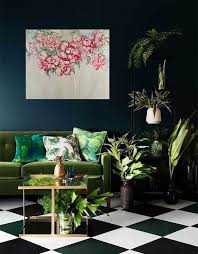 Unique Living Room Abstract Wall Art With Flowers Etsy In 2020 Interior Green Interiors Home Decor