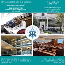 Test Ammissione On Line Giurisprudenza E Scienze Della Pace Pontificia Universita Lateranense