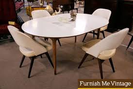 Vintage Danish Style Oval White Top Dining Table Oval Table Dining White Oval Dining Table Granite Dining Table