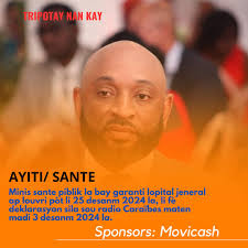 🔴Flash: Minis sante piblik la Doktè Duckenson Bléma Lorthé bay garanti  lopital jeneral ap relouvri pòt li 25 desanm 2024 la, li fè deklarasyon  sila sou antènn radio Caraïbes madi 3 desanm