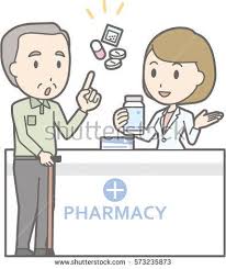 Illustration That A Old Man Consulting A Female Pharmacist Illustration Olds Pharmacist