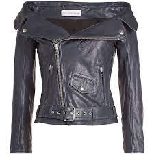 Faith Connexion Off Shoulder Leather Jacket 1 635 Liked On Polyvore Featuring Outerwear Fur Collar Leather Jacket Blue Leather Jacket Real Leather Jacket