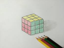 How To Draw Rubiks Cube 3d Speed Drawing Rubiks Cube Cube Artsy