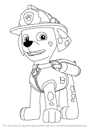 How To Draw Marshall From Paw Patrol Step By Step Learn Drawing By This Tutorial For Kids An Paw Patrol Coloring Pages Paw Patrol Coloring Marshall Paw Patrol
