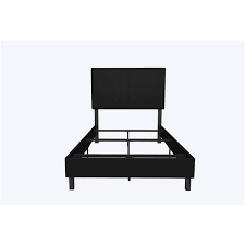 This bed frame gave us the ability to give him a twin size bed without taking up too much space. Dhp Janford Upholstered Bed Twin Black Faux Leather 4156019 Rona