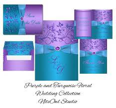 Purple Turquoise Floral Monogram Wedding The Barefoot Bride Purple Wedding Invitations Turquoise Wedding Purple Wedding