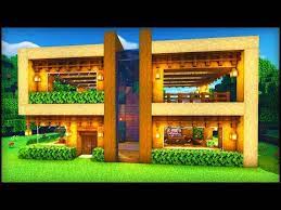 However, filling the basement with your loot will allow for the top floors to be used for a nice, modern design. Minecraft Wooden Modern House How To Build A Cool Modern House Tutorial Youtube Modern Minecraft Houses Minecraft Houses Survival Minecraft Wooden House
