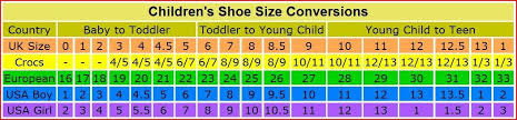 shoe size conversion chart for kids uk european usa boy