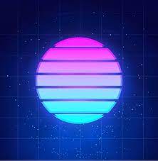 Retro Futuristic Sunset Background Abstract Neon Sun In Cyberpunk Style On Night Sky With Stars And Clouds Vaporwave Synthwave Music Illustration Neon Backgrounds 80s Background Futuristic Background