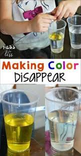 Easy Experiments Making Color Disappear Science Experiments Kids Fun Stem Activities Easy Science Experiments
