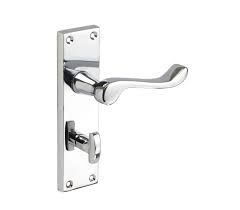 Our door handles are produced using accurate pressure die casting, and hot stamp forging methods to guarantee consistency in design and quality of finish. Scroll Lever Bathroom Door Handles On Backplate With Thumb Turn Handle King Uk