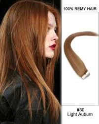 How does auburn brown hair color look like? Tape In Human Remy Hair Extensions Straight 30 Light Auburn
