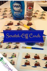 Custom die cut shapes/sizes for card and scratch area; Kidfrugal Homemade Scratch Off Cards