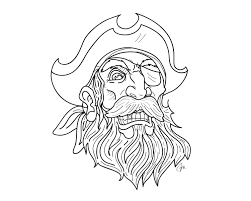Pirate Tattoo Beard And Mustache With Gold Tooth And Eye Patch Wearing Captain S Hat Coloring Page Art Inspiration Pirate Tattoo Coloring Pages