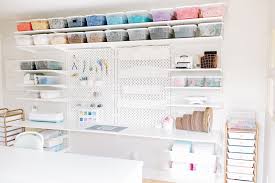 The island, built from sektion cabinets, works as a cutting table. Our Studio Reveal Ikea Craft Room Craft Room Storage Ikea Algot