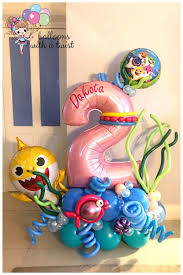 Baby Shark 2nd Birthday Balloon Display Liverpool Balloon Artist Video Balloon Decorations Balloon Decorations Party Birthday Balloons