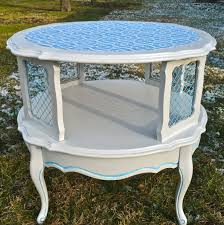 Painted Furniture Tiered Table Round French Provincial End Etsy Painted Furniture Painted French Provincial Furniture Furniture