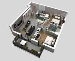 This modern design floor plan is 2370 sq ft and has 3 bedrooms and has 2.5 bathrooms. 2 Bedroom Small House 3d Floor Plan Novocom Top