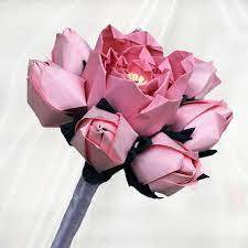 Bridesmaids Origami Peony Bouquet Etsy Origami Rose Origami Flower Bouquet Origami Flowers