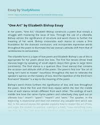One Art By Elizabeth Bishop Free Essay Example