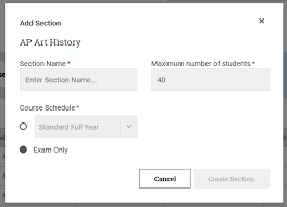 how do i create exam only sections ordering help ap