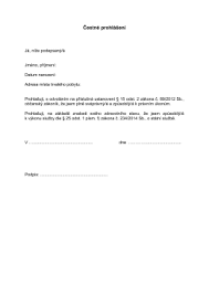 Tedy čestné prohlášení, abyste při případné kontrole na hranici okresu neměli problém? Cestne Prohlaseni A Podpisovy Vzor