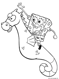 100% free sea life coloring pages. Cartoon Spongebob Riding Seahorse Bc7c Coloring Pages Printable