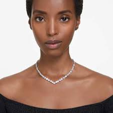 Swarovski Mesmera necklace, Mixed cuts, White, Rhodium plated by SWAROVSKI 