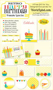 Template Free Happy Birthday Free Printable Card Inserts Birthday Printables In Yellow Happy Birthday Printable Birthday Labels Birthday Printables