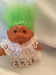 1986 Thomas Dam Denmark 5" Troll Lady Doll with Lime Green Hair