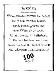 100 Days Poems Teacherspayteachers Com 100th Day Holiday Poems 100 Days Of School
