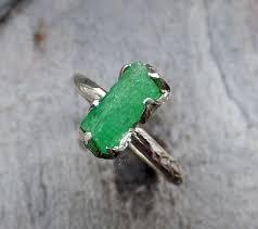 Raw Rough Uncut Emerald Ring Green Crystal Gemstone By Byangeline 165 00 Rough Gemstone Ring Emerald Gemstone Rings Emerald Ring