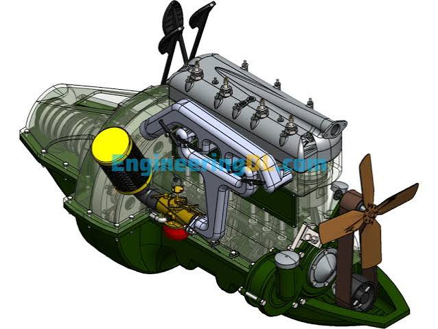 Ford Model T Engine+Transmission Transmission Mechanism SolidWorks - EngineeringDL | Free Mechanical 3D Models & 2D Drawings