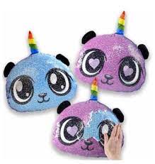 Reversible Sequin Pandacorn Pillow Baby Hair Accessories Unicorn Stuffed Animal Dragon Figurines