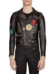 Saint Laurent Multi Patch Leather Moto Jacket Saintlaurent Cloth Jacket Jackets Leather Moto Jacket Mens Outfits