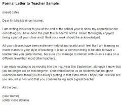 Formal Letter Sample For A Teacher Letter To Teacher Cover Letter Teacher Teacher Cover Letter Example