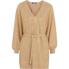 Balmain Studded Stretch Jersey Mini Dress Beige Short Dress Loose Mini Dress Beige Cocktail Dresses