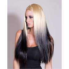 Blonde And Black Dip Dye Wig Reverse Ombre Wigs Black Hair Ombre Dipped Hair Reverse Ombre Wig