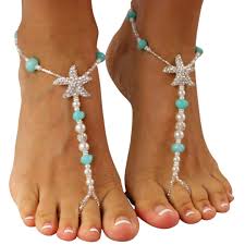 Amazon Com Turquoise Bead Starfish Barefoot Sandal Bridal Foot Jewelry Handmade Products