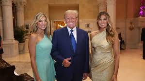 Donald Trump poses with his wife Melania and ex-wife Marla Maples at their daughter's wedding - Telegraph - Telegraph
