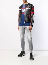 Find racing vintage jacket and more on depop. Shop Black Dsquared2 Racing Logo Print Biker Jacket With Express Delivery Farfetch