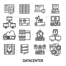 Datacenter Monochrome Icons Set Icon Set Monochrome Business Icons Design