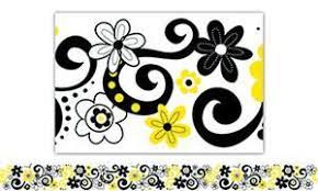 Black White Yellow Twirls And Swirls Bulletin Board Border Bee Classroom Bee Theme Coordinating Patterns