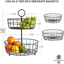 2 tier metal fruit basket. Buy 2 Tier Fruit Basket Regal Trunk Co Wire Fruit Bowl Or Produce Holder Two Tier Fruit Basket Stand For Storing Organizing Vegetables Eggs Etc Fruit Basket