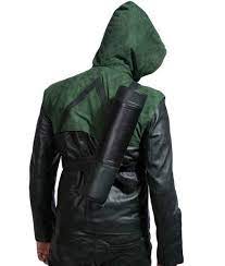 Stephen Amell Leather Green Arrow Jacket Hoodie Leather Jacket Hoodie Leather Jacket With Hood Leather Jacket Men