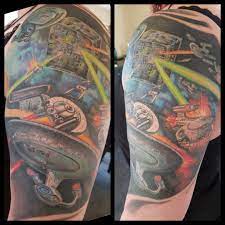 Maybe you would like to learn more about one of these? Star Trek Half Sleeve Done By Scott Hawthorne At The Jolly Octopus Christchurch New Zealand Cross Posted To R Startrek Tattoos