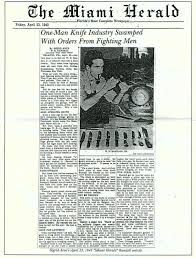 Miami beach entrepreneur shawn vardi files for miami beach city commission, group 1. 1943 The Miami Herald One Man Knife Industry Randall Made Knives