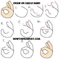Most people start by putting to much detail on the drawing when they can draw a simple outline of the hand, then processed to the more complicated step. How To Draw Okay Hand Emoji Easy Step By Step Drawing Tutorial Easy Cartoon Drawings Step By Step Drawing Drawing Tutorial
